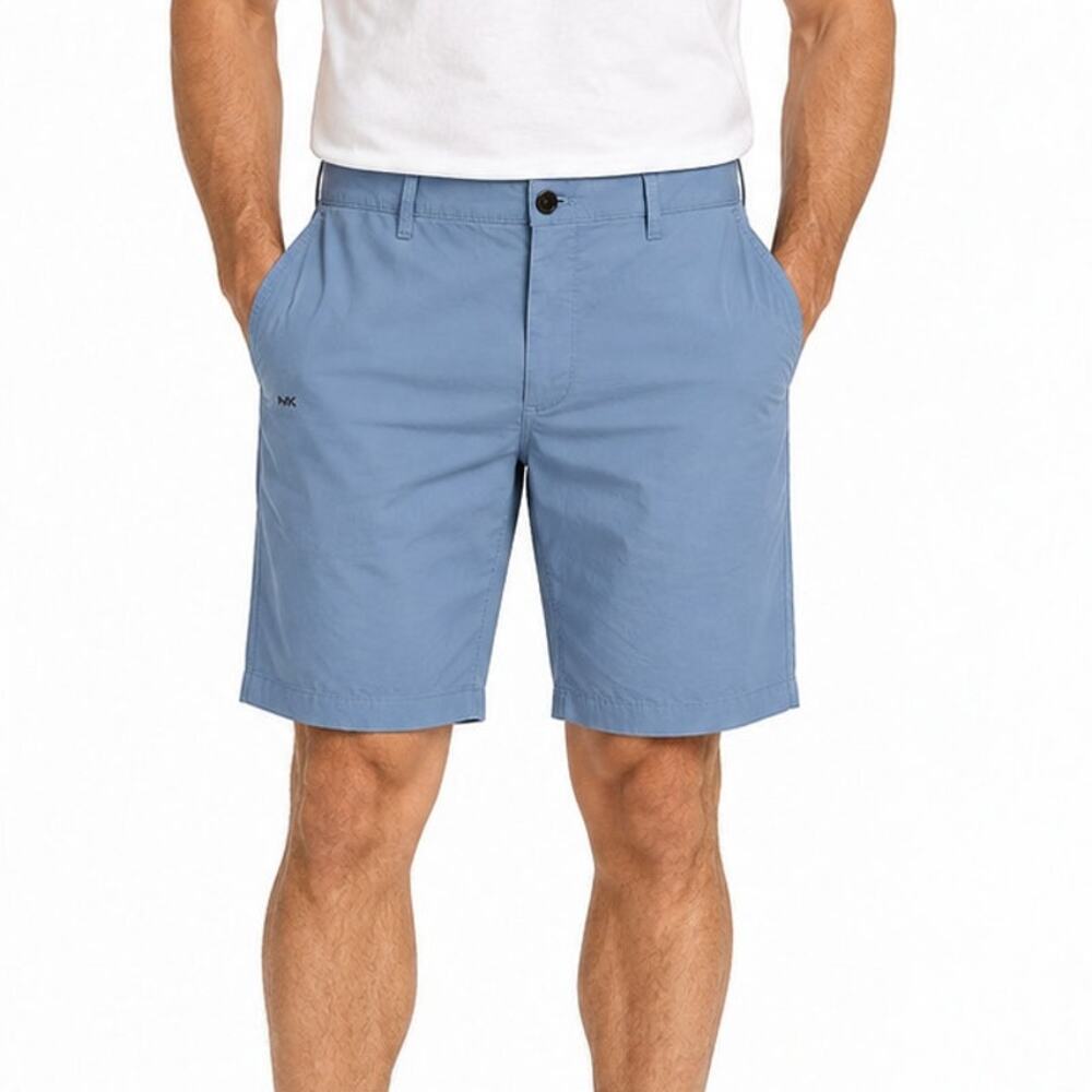 Michael Kors Chambray Stretch Chino Shorts Blue Mens Size 40 NWT Cotton Casual
